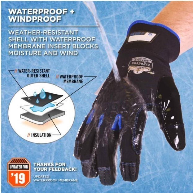 lot 808 image: NEW Ergodyne ProFlex 817WP Thermal Waterproof Winter Work Gloves - Reinforced Palms - XL