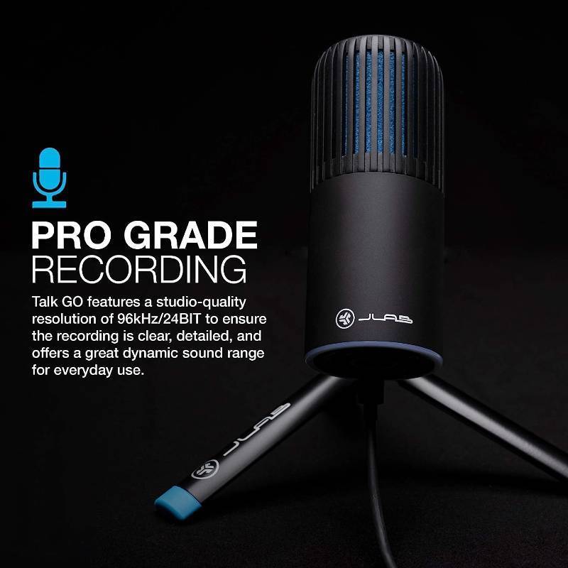 lot 811 image: JLab Talk Go USB Microphone, USB-C Output, Cardioid or Omnidirectional,, 20Hz, 20kHz Frequency Response, Plug and Play