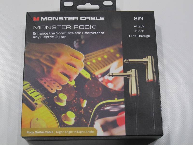 lot 817 image: Monster Cable Prolink Rock Pro Audio Instrument Cable, Right Angle to Right Angle 8 in. Black