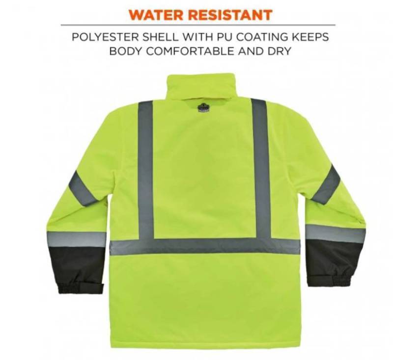 lot 840 image: NEW GloWear 8384 Hi-Vis Lime Winter Jacket Quilted Parka - Type R, Class 3 - XXL