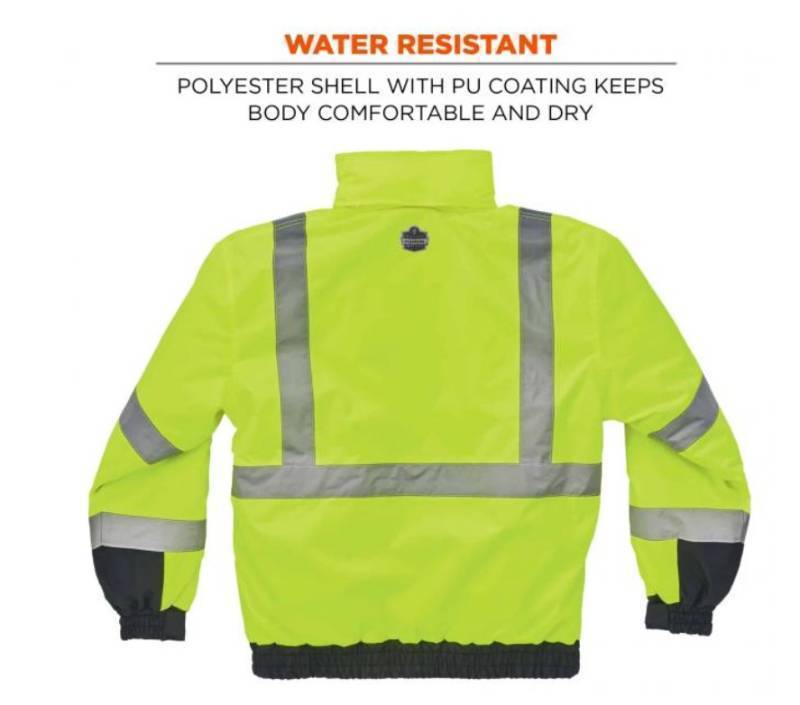 lot 841 image: NEW GloWear 8377 Hi-Vis Lime Winter Bomber Jacket - Type R, Class 3 - XXL