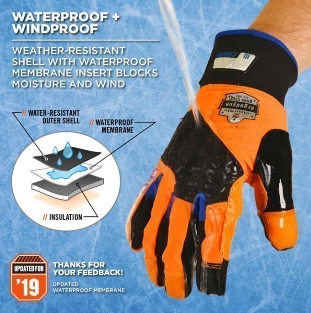 lot 868 image: NEW Ergodyne ProFlex 818WP Thermal Waterproof Winter Work Gloves - Large Hi-Vis Orange