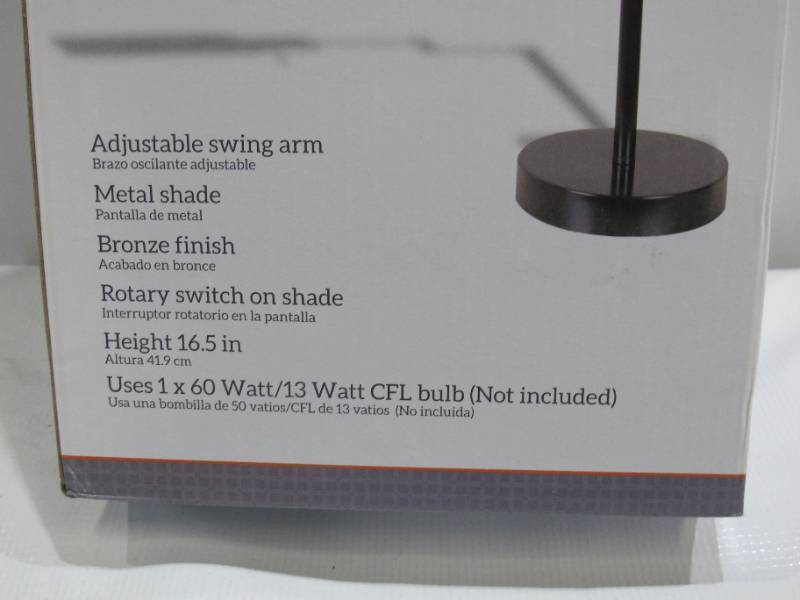 lot 712 image: Living Accents 16900-009 Adjustable Desk Lamp Bronze