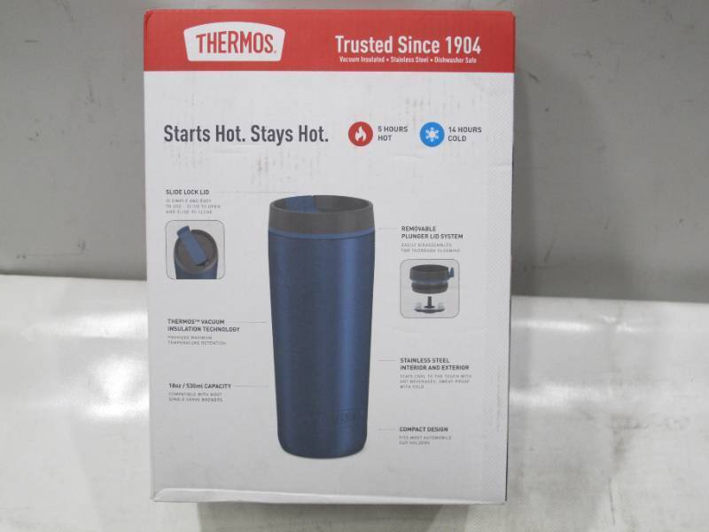 lot 717 image: NEW Thermos Stainless Steel 18oz Travel Tumbler, 2-pack - Metallic BluePink