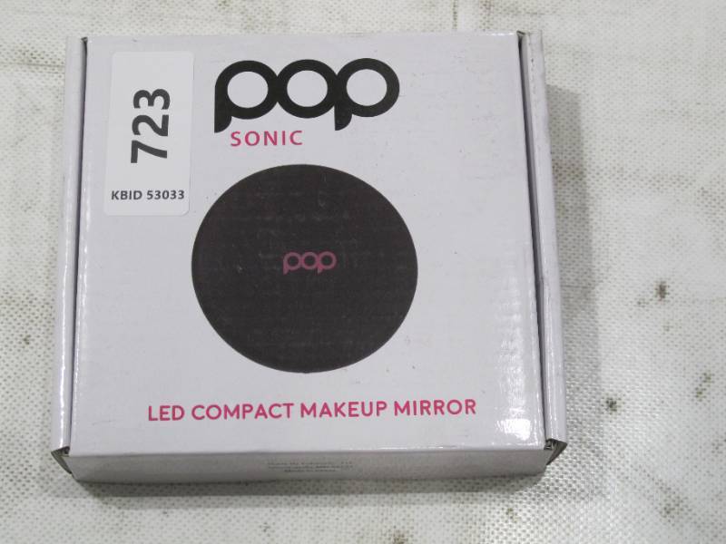 lot 723 image: Pop Sonic LED Compact Makeup Mirror - Black
