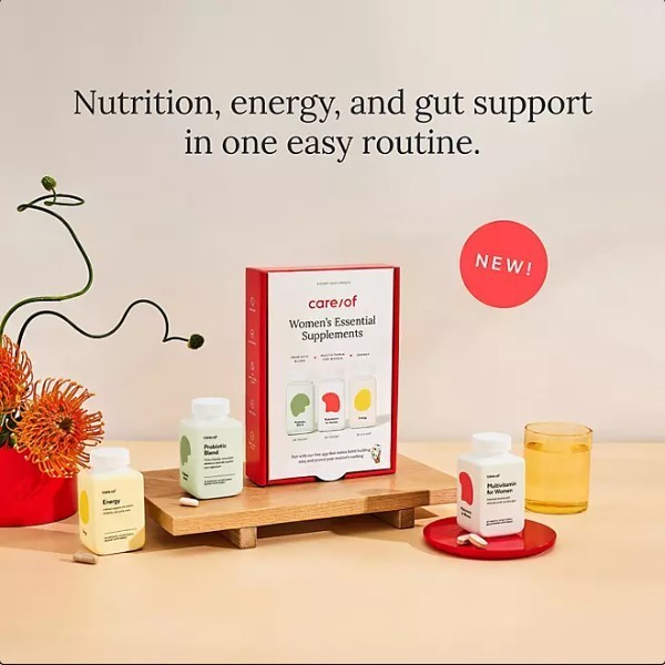lot 726 image: NEW Careof Womens Essential Supplements Multivitamin 60 ct., Probiotic 30 ct., and Energy 30 ct. Capsules