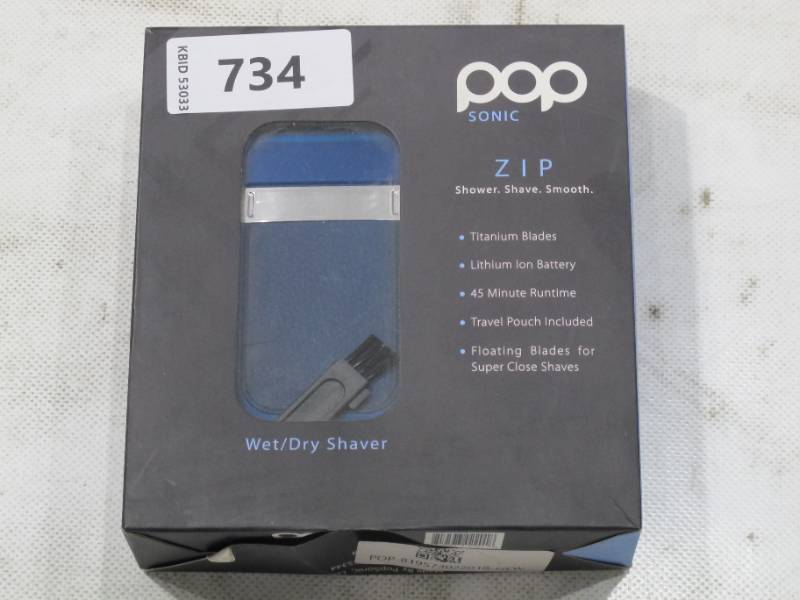 lot 734 image: Pop Sonic Zip Compact Shaver for Men - Blue
