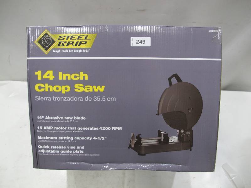 lot 249 image: NEW Steel Grip 15 amps Corded 14 in. Chop Saw