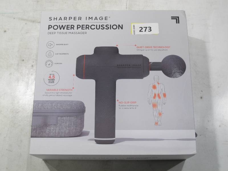 lot 273 image: Power Percussion Deep Tissue Massager with 6 Attachments - Sharper Image Gun