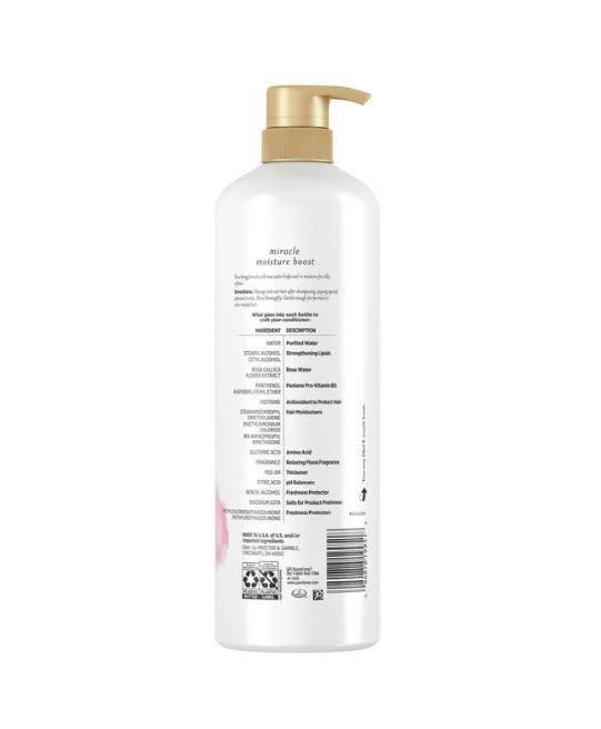 lot 276 image: NEW Pantene Pro-V Miracle Moisture Boost with Rose Water Conditioner, 30 Fluid Ounce