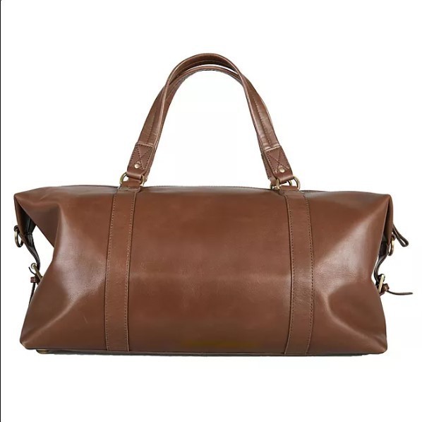lot 277 image: NEW Savl Leathers Genuine Leather Duffel Bag - Dark Brown