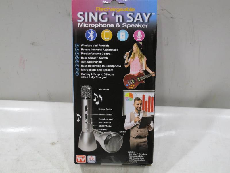 lot 285 image: Sing n Say Metal RechargeableWireless Microphone and Speaker