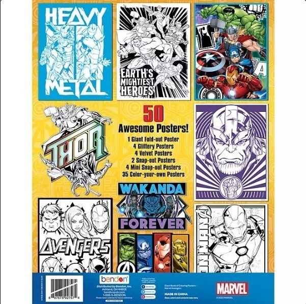 lot 290 image: NEW Marvel Giant Book of Coloring Posters By Bendon Publishing Intl