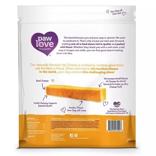lot 298 image: NEW Paw Love Smoked Yak Cheese Long Lasting Dog Chews (6 ct.)