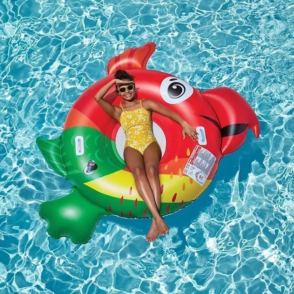 lot 299 image: NEW  Members Mark Oversized Inflatable Pool Float - Parrot