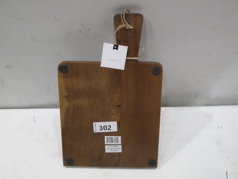 lot 302 image: NEW Dark Stained Wood Cheese Serving Board with Cheese Knife
