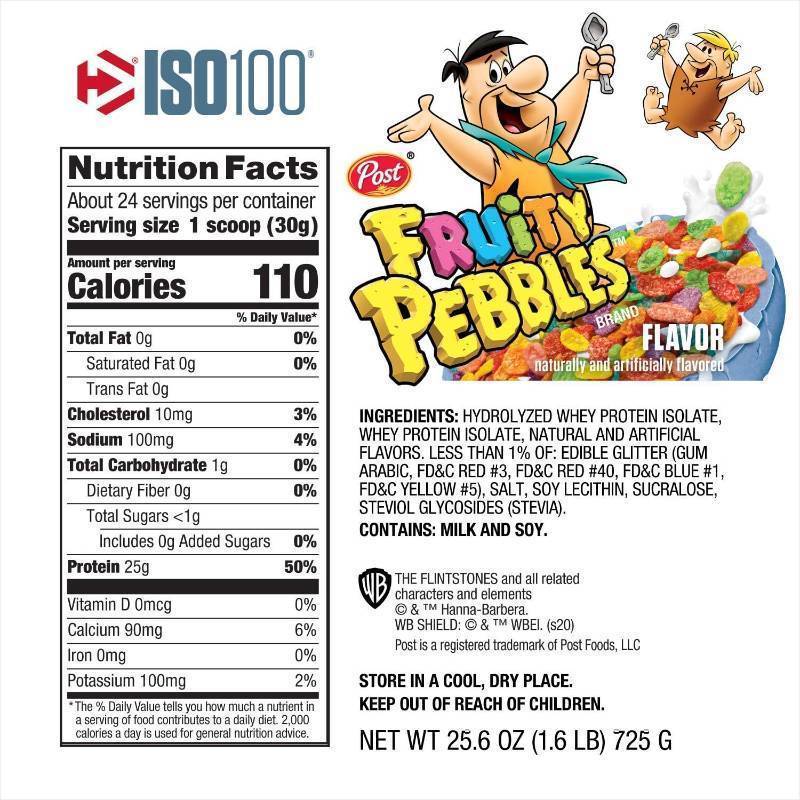 lot 317 image: NEW Dymatize ISO100 Hydrolyzed 100 Whey Protein Isolate Fruity Pebbles (1.6 Lbs.  24 Servings)