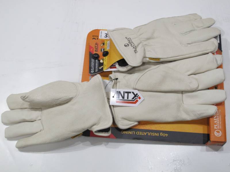 lot 332 image: NEW Plainsman Premium Cowhide 100% Leather Gloves Fleece Lined Insulated XL, 2 Pack