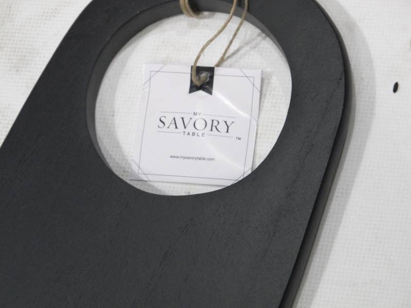 lot 345 image: NEW My Savory Kitchen Dark Wood Serving Charcuterie Wooden Board