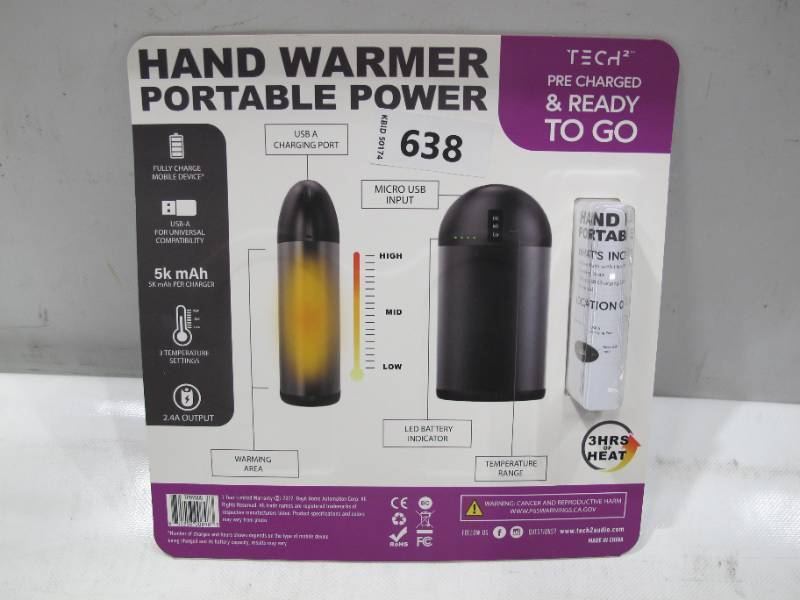 lot 359 image: NEW Tech Squared Power Bank with Hand Warmer (2 Pack)