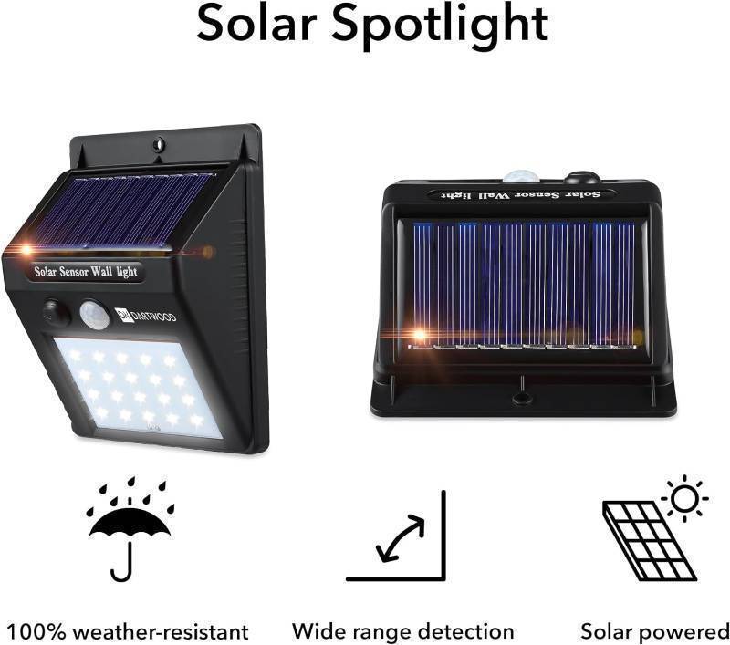 lot 907 image: Dartwood 20 LED Solar Spotlight with Motion Sensor - 150 Lumens Weatherproof Spotlight (2-Pack)