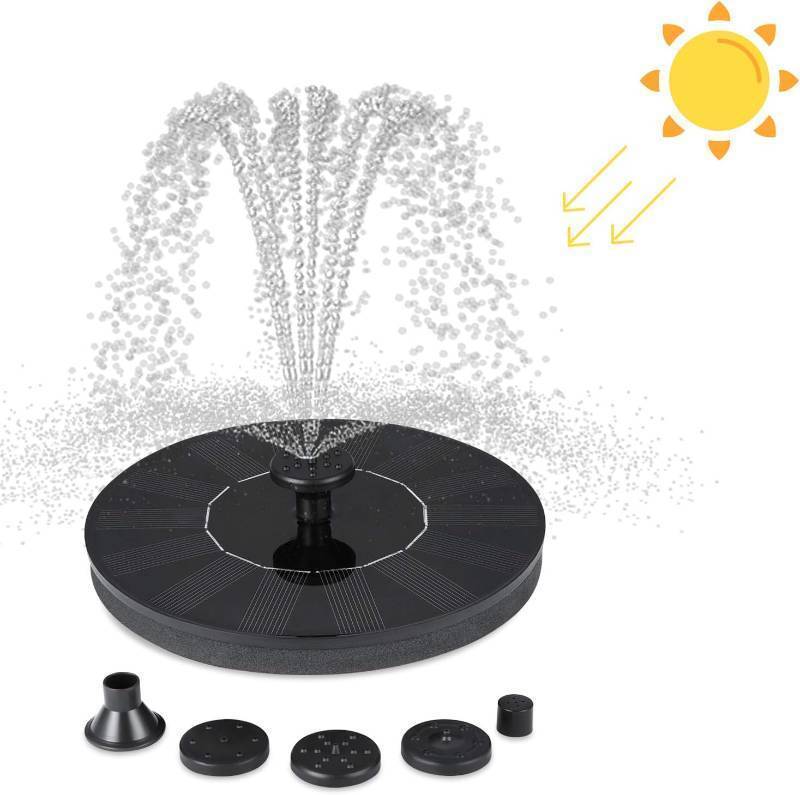 lot 914 image: Dartwood Solar Water FountainBird Bath with 4 Different Nozzle Heads - Perfect for Bird Bath and Small Ponds