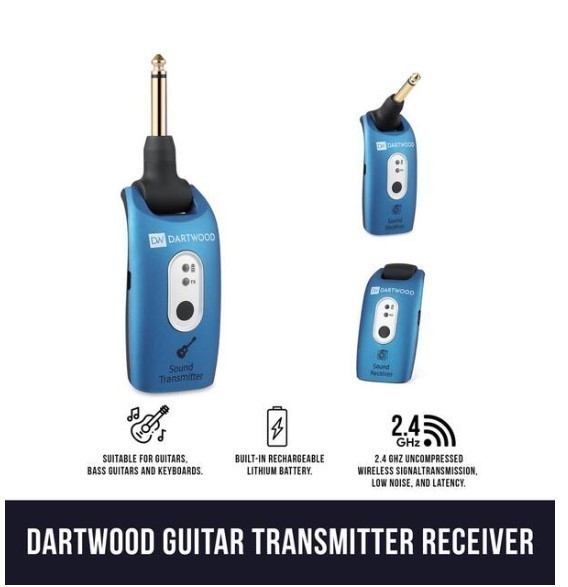 lot 923 image: Dartwood 2.4GHZ Guitar Wireless System Rechargeable Guitar Transmitter Receiver For Electric Guitar And Bass