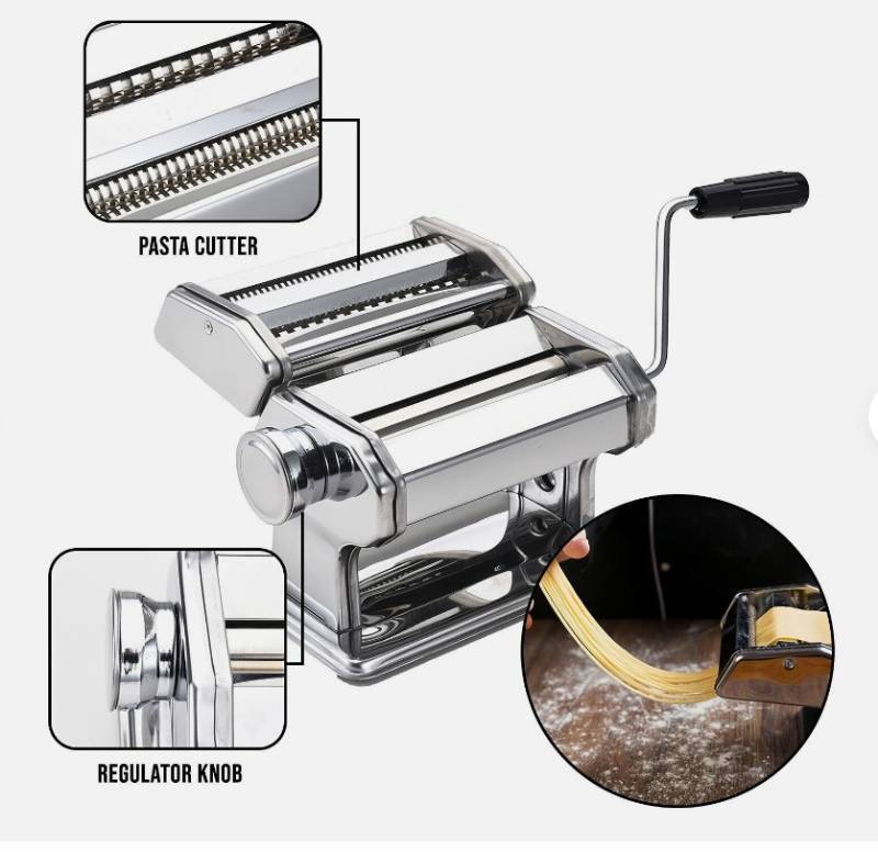 lot 934 image: Dartwood Stainless Steel Pasta Maker - Pasta Cutter Machine with Hand Crank