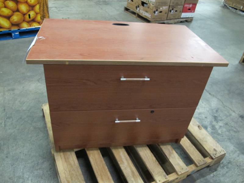 lot 107 image: Used Office Furniture - 2 Drawer Wooden Storage Cabinet