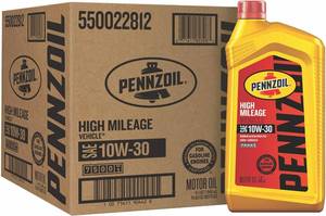 lot 159 image: NEW Pennzoil High Mileage Conventional 10W-30 Motor Oil for Vehicles Over 75K Miles (1-Quart, Case of 6)