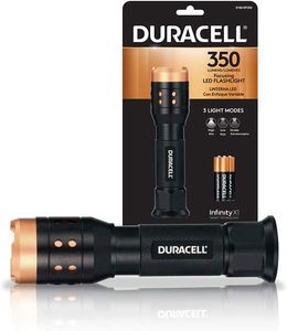 lot 164 image: NEW Duracell 350 Lumen Aluminum Focusing Flashlight - Ultra-Light - 3 Modes and 3-AAA Batteries Included