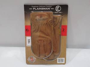 lot 165 image: NEW 2 Pack of Plainsman Premium Cabretta Leather Gloves - Brown - XL