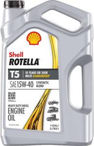 lot 174 image: NEW  Shell Rotella T5 Synthetic Blend 15W-40 Diesel Engine Oil (1 Gallon, Case of 3)