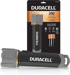lot 190 image: NEW Duracell 200 Lumen Floating LED Flashlight for Camping, Fishing, & Emergency Use - Water Resistant Design with 4 Modes and 3-AA Batteries Included
