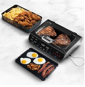 lot 195 image: Gourmia FoodStation Smokeless Grill, Griddle & Air Fryer with with Smoke Extracting Technology, 6 One-Touch Cooking Functions, Extra-Large Nonstick Cooking Surface, and Integrated Temperature Probe