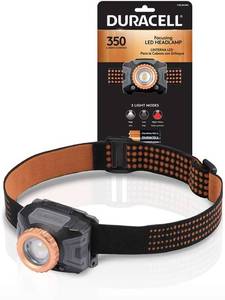 lot 199 image: NEW Duracell 350 Lumen Focusing LED Headlamp - Comfortable and Ultra-Strong Design with 3 Modes and 3-AAA Batteries Included