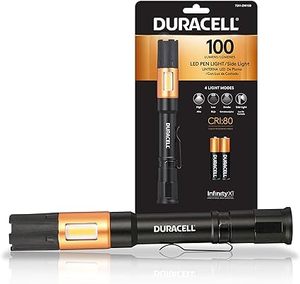 lot 209 image: NEW Duracell 100 Lumen LED Pen Light  Ultra-Light Compact Design w 4 Modes and 2-AAA Batteries Included