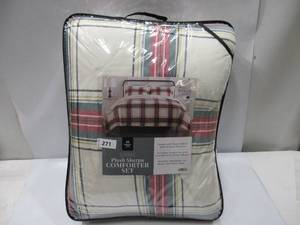 lot 271 image: NEW Members Mark Plush 3-Piece Comforter Set - FullQueen - RedWhite