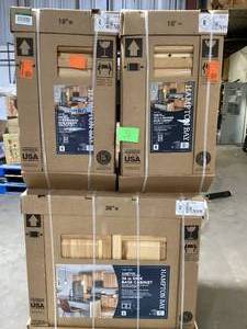 Lot of Assorted Kitchen Cabinets Various Sizes and Conditions  Customer Returns See Pictures