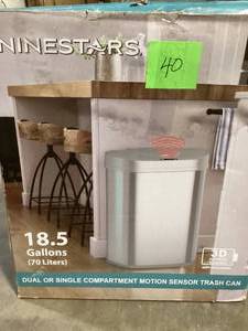 NINESTARS 18.5 Gal. Stainless Steel Motion Sensor Recycling Bin Customer Returns See Pictures