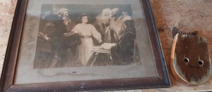 lot 14 image: Old Testament Type Framed Print, 21x18 & Afro-Harp Instrument