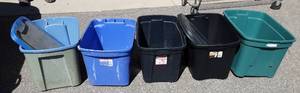 lot 18 image: 18-20 Gallon Tote Bins-Lids Do Not Fit Perfect But Close