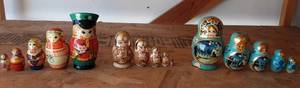 lot 21 image: 3-Sets Of Nesting Dolls-Matroyoshka