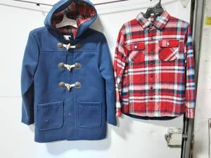 lot 49 image: Boys Size 810 Coat & Insulated Flannel Shirt (Like New)