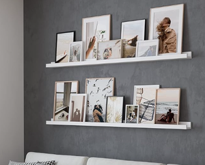lot 412 image: SET OF 2 White Modern Wall Mount Floating Shelves