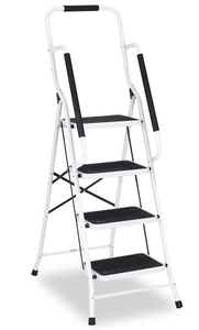 lot 17 image: Usinso 4 Step Ladder Tool Ladder Folding Portable Steel Frame