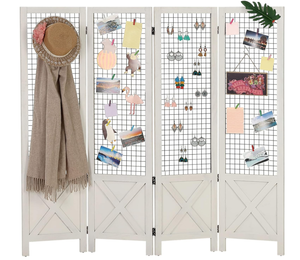 lot 19 image: Wnutrees 4 Panel Gridwall Display, Portable Freestanding Display Board for CraftArt