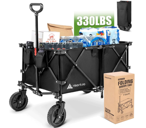 lot 26 image: Hikenture Collapsible Wagon with 200L Large Capacity, Utility Wagons Carts Heavy Duty Foldable