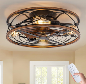 lot 33 image: TIFEROR Caged Ceiling Fans with Lights, 20 in Bladeless Ceiling Fan with Remote Control
