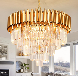 lot 50 image: Modern Crystal Chandelier Round Luxury Gold